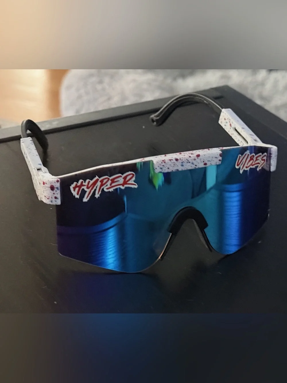 Pit Viper Kids Blue Mirrored Visor with White Splatter Frame